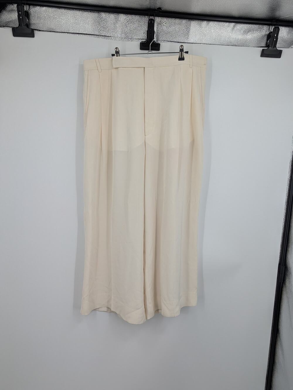 St John 100% Silk Wide Leg Cream Trouser Pant Career Office Quiet Luxury Elegant